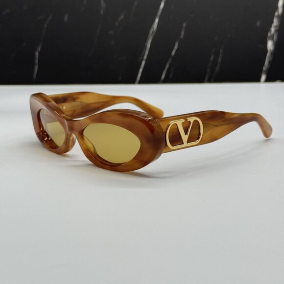 NEW VALENTINO VLS-178C HAVANA BROWN OVAL SUNGLASSES VALENTINO main image 5
